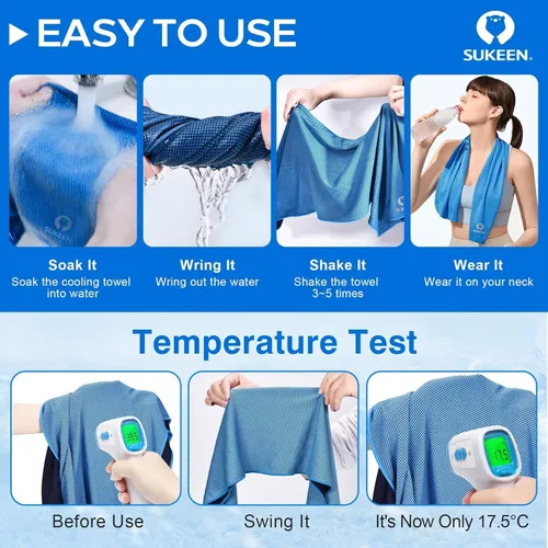 Miniatura 3 de Sukeen Paquete de 8 toallas de enfriamiento (40 x 12 pulgadas), envolturas refrescantes para el cuello, toalla de hielo para climas cálidos, toalla