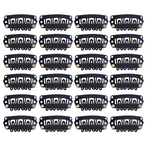 Miniatura 22 de YANTAISIYU 24 unids/lote 1.260 in 9-dientes Metal peluca clips con tapón de goma, peluca invisible accesorios clips (negro)