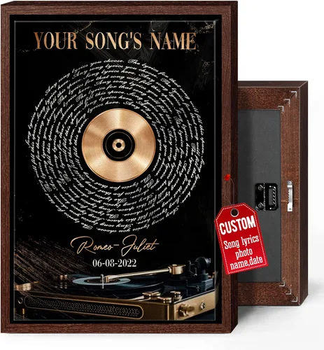 Miniatura 33 de H-DEWALL Lienzo personalizado con letras de canciones enmarcado, regalos para ella, obra de arte para el dormitorio, lienzo musical personalizado