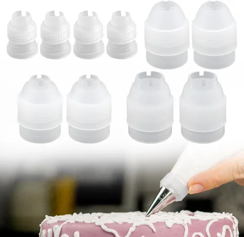 Miniatura 10 de Paquete de 10 Acopladores de Bolsas de Repostería para Boquillas de Glaseado, Acopladores Pequeños para Bolsas de Repostería, Transparente