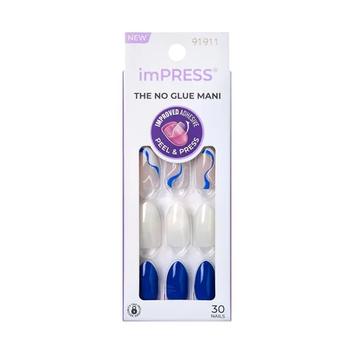 Miniatura 18 de Uñas postizas sin pegamento KISS imPRESS, diseño "All I Want" Púrpura y Blanco
