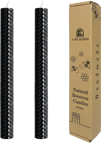 Miniatura 19 de Lacaser - Velas cónicas de cera de abejas de 2 piezas, velas largas de 9 pulgadas para candelabros en amarillo, sin aroma y sin humo, tiempo