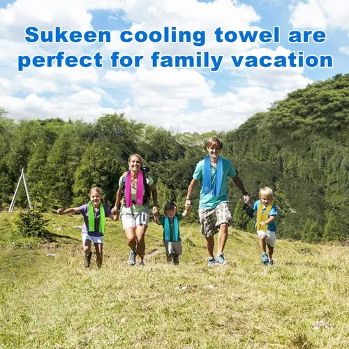 Miniatura 9 de Sukeen Paquete de 12 toallas refrescantes (40 x 12 pulgadas) para sudor, toallas de gimnasio transpirables y frías, toallas de microfibra Azul
