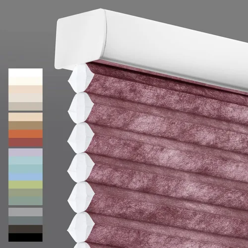 Miniatura 28 de Tonature Persianas celulares de tamaño personalizado, sin cordones, de seda, celda fantasma, ahorro de energía, oscurecimiento de habitación, Morado