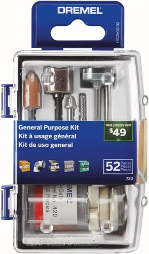 Miniatura 2 de Dremel 687-01 Kit de accesorios de herramientas rotativas multiusos de 52 piezas, incluye una broca de tallado, tambores de lijado, piedras
