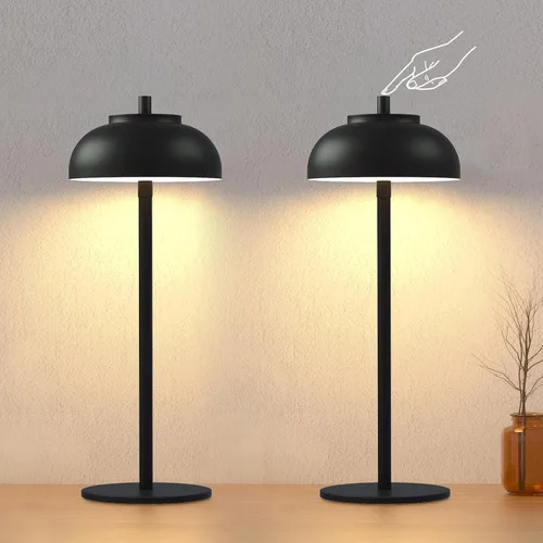 Miniatura 12 de FenFud Lámpara de mesa LED inalámbrica, lámpara de escritorio portátil con pantalla de tela, iluminación recargable con batería de 6000mAh, luz