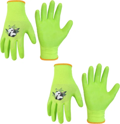 Miniatura 9 de HANDLANDY 3 pares de guantes de jardinería para niños sin látex, guantes de jardín para niños y niñas con revestimiento de nitrilo para niñas y Verde