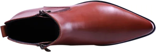 Miniatura 3 de Santimon Botas de Tobillo de Cuero Genuino para Hombre, con Cremallera, Puntera Puntiaguda, Botas Casuales de Moda