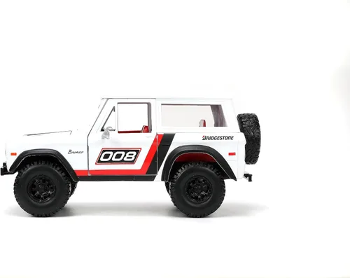 Miniatura 3 de Jada Just Trucks 1:24 1973 Ford Bronco Bridgestone - Portaneumáticos fundido a presión, juguetes para niños y adultos (blanco y rojo)