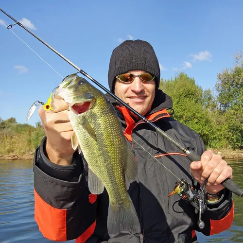 Miniatura 5 de Skylety Juego de 15 cabezas de plantilla de pesca, señuelos de pesca, anzuelos, cabezas de camino con caja de plástico giratoria, para lubina