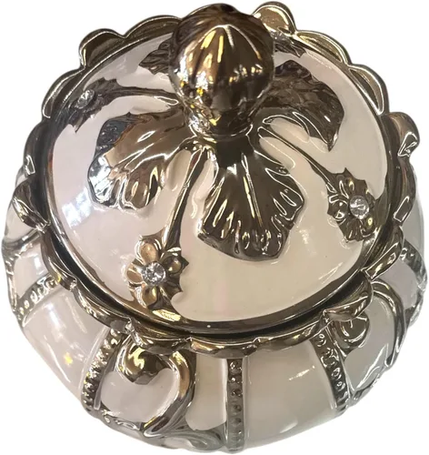 Miniatura 2 de Soperas para santos Cuencos decorativos de cerámica con tapa, azul, plata, oro, marrón (Blanca Blanco)