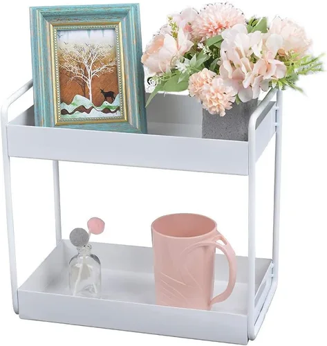 Organizador de encimera de baño de 2 niveles, soporte para cosméticos, organizador de cosméticos, estante de almacenamiento de gabinete de cocina,