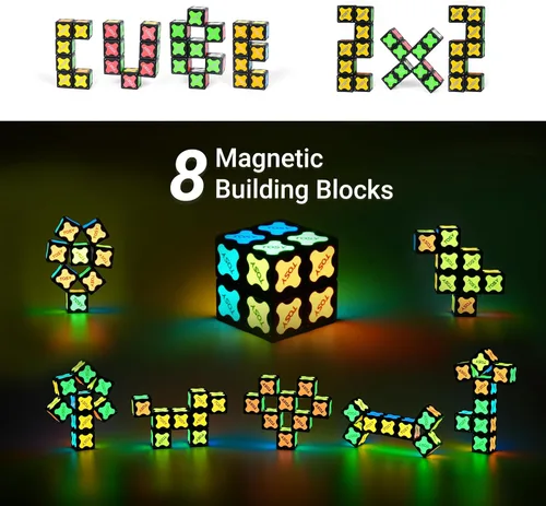 Miniatura 4 de TOSY Magnet Cube 2x2 - 8 Bloques, Juguete 2 en 1: Cubo de Rompecabezas 2x2x2 y Cubo Infinito Personalizable, Luminoso, Regalo para Relleno de Medias