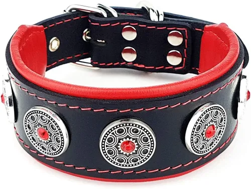 Miniatura 2 de Bestia Bijou - Collar de cuero para perro, collar de perro suave de 2 pulgadas de ancho con cojín ortopédico para mayor durabilidad y comodidad