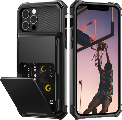 Miniatura 9 de Nvollnoe Funda para iPhone 12/12 Pro con Portarjetas [Almacena 5 Tarjetas] Funda Cartera de Doble Capa Resistente de Servicio Pesado a Prueba