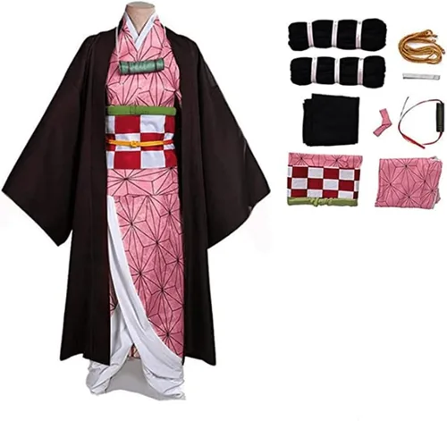 Miniatura 7 de Disfraz de anime para cosplay de Kochou, traje con kimono, uniforme completo con peluca Rosa