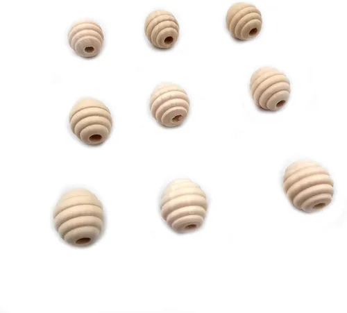 Miniatura 3 de 50 cuentas de colmena redondas de nido de abeja sueltas de madera sin terminar de 0.787 pulgadas, accesorios de decoración del hogar, accesorios