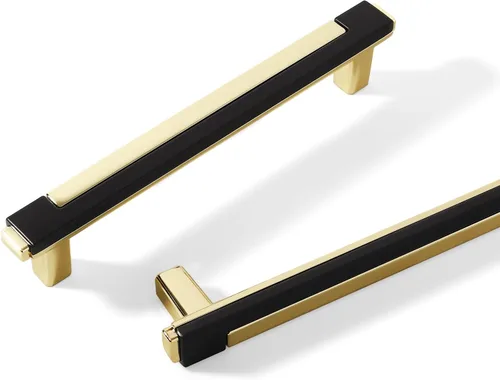 Miniatura 9 de 2 paquetes de tiradores de gabinete negros y dorados para cocina, manijas de gabinete de zinc, herrajes para cajones, tiradores para armario