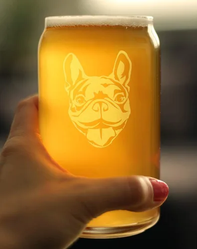 Miniatura 3 de Happy Frenchie - Vaso de cerveza – Decoración divertida y única con temática de perro bulldog francés y regalos para hombres y mujeres, 16 onzas
