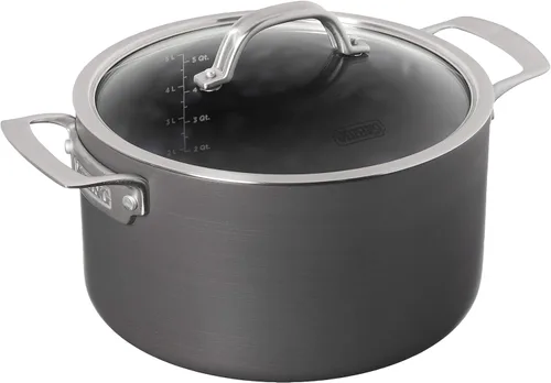 Viking Dutch Oven - Olla antiadherente de 6 cuartos de galón de capacidad, anodizado duro, con tapa de vidrio, apta para lavavajillas y horno, lista