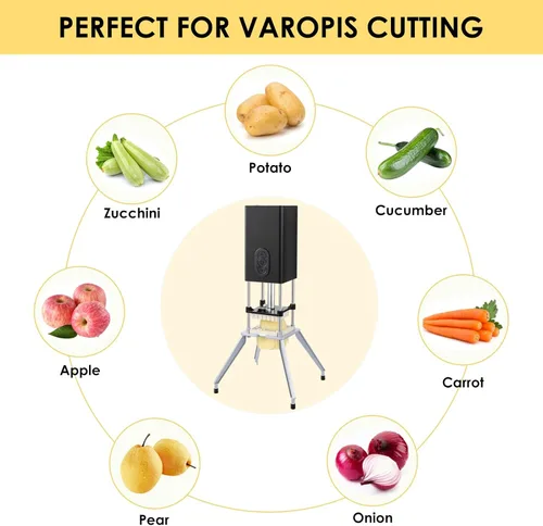 Miniatura 8 de YOTAN Cortador Eléctrico de Papas Fritas, Cortador Vertical de Papas Fritas con Cuchilla de 1/2 y 3/8 Pulgadas, Rebanador Automático de Papas