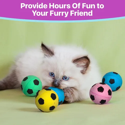 Miniatura 6 de SPOT Pelota de fútbol de esponja para gatos y gatitos, juguete de peluche interactivo y colorido, divertido de batear y perseguir, mantiene a