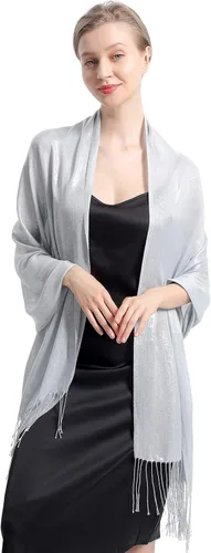Miniatura 4 de Chales y envolturas metálicas brillantes, chal de pashmina con purpurina para mujer, vestidos formales de fiesta de noche