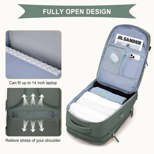 Miniatura 9 de coowoz Mochila de viaje grande para mujeres y hombres, mochila de mano, mochila de senderismo, impermeable, mochila deportiva al aire libre, mochila