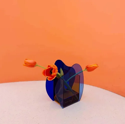Miniatura 3 de Jarrón de acrílico para brochas de maquillaje, elegante y moderno diseño contemporáneo para decoración de boda en el hogar, oficina, boda