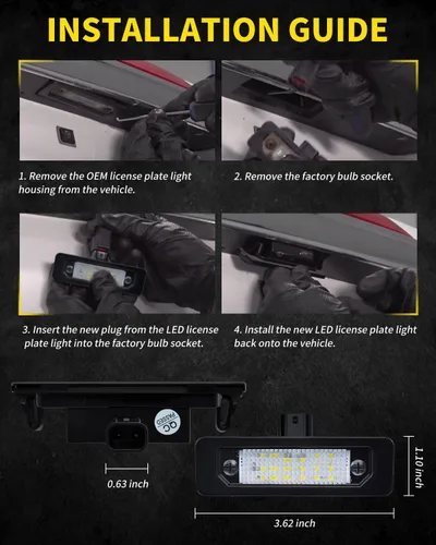 Miniatura 7 de Luces LED para matrícula, color blanco brillante, repuesto de montaje de lámpara compatible con Ford Fusion 2006-2012, Mustang 2010-2014, Taurus