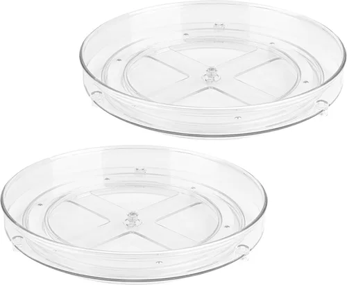 Miniatura 8 de Organizador Giratorio Transparente Oizeir Lazy Susan (Paquete de 2) Plataforma Giratoria de 9 Pulgadas para Cocina, Despensa, Refrigerador, Baño