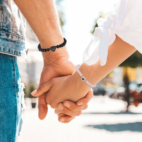 Miniatura 2 de ROSI - Pulseras personalizadas a juego para parejas con imagen en el interior para hombres y mujeres, pulsera personalizada con fotos, aniversario