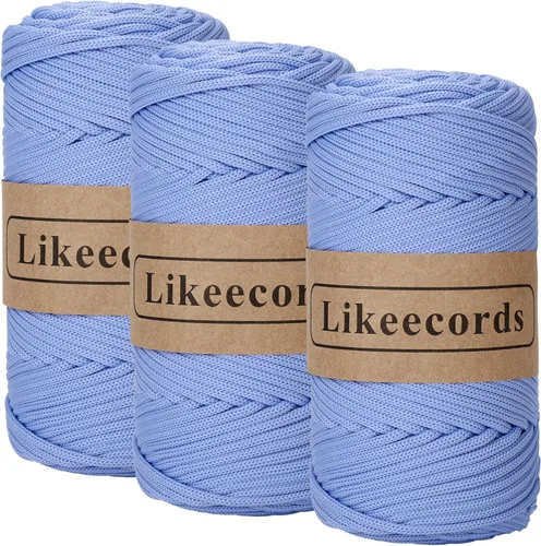 Miniatura 29 de Likeecords Cordón de macramé trenzado de poliéster de 0.157 in, 140 yardas/426 pies, hilo elástico para bolsa de ganchillo para manualidades, Verde