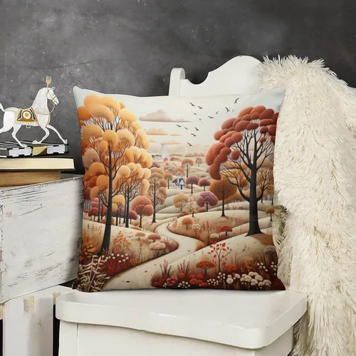 Miniatura 15 de Fundas de almohada decorativas cuadradas de terciopelo con diseño de paisaje, campo, otoño, otoño, 12 x 12 pulgadas, para Acción de Gracias