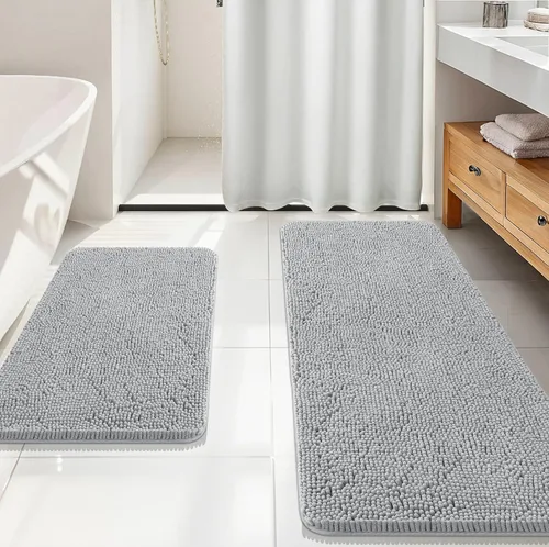 Miniatura 139 de OLANLY Juego de alfombras de baño de 2 piezas, alfombras de baño de chenilla suave y absorbente y alfombra de contorno en forma de U para inodoro