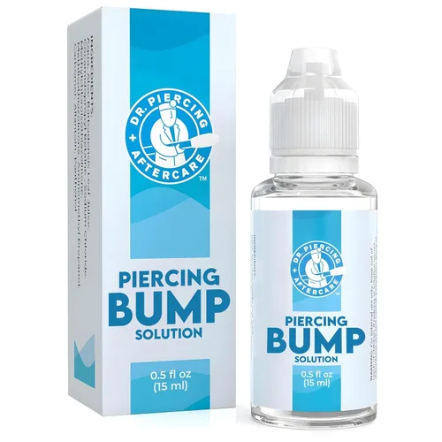 Dr. Piercing Aftercare Keloid Bump Solution Drops 15mL - Fórmula salina suave con provitamina B5 para el cuidado de los golpes - Limpiador de