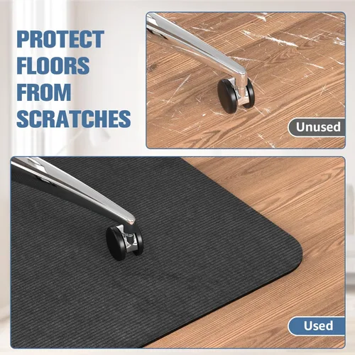 Miniatura 4 de Placoot Tapete para silla de escritorio para suelo de madera dura, superficie de pana de 55 x 35 pulgadas, tapete para silla de oficina para sillas