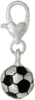 Miniatura 4 de Sexy Sparkles Colgante de abalorio Clip de pelota de fútbol, aleación de metal de zinc con cierre de langosta, compatible con pulseras y collares