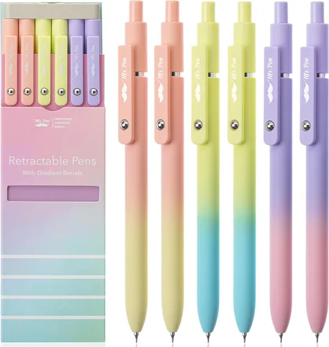 Miniatura 8 de Mr. Pen - Bolígrafos de gel retráctiles, paquete de 6, barriles de color degradado, bolígrafos de gel negros, secado rápido, punta fina de 0.02