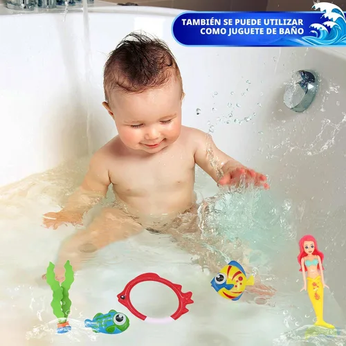 Miniatura 5 de 18 piezas de juguetes de buceo para piscina para niños de 3 a 12 años con bolsa de almacenamiento, juegos de piscina de verano, juguetes de sirena