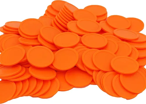 Miniatura 2 de Caja de 120 monedas de conteo de 35 mm/1,37 pulgadas para fichas de póker y monedas de juego (naranja, 35 mm/1,37 pulgadas)