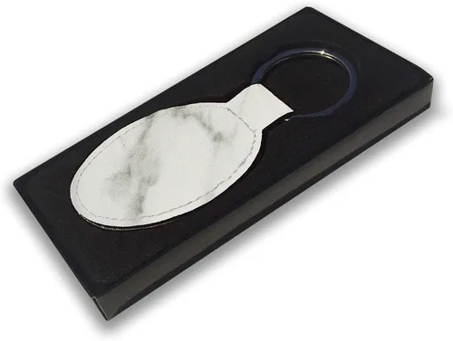 Miniatura 2 de LaserGram Llavero ovalado, cabeza de caballo 1, grabado personalizado incluido (mármol blanco)