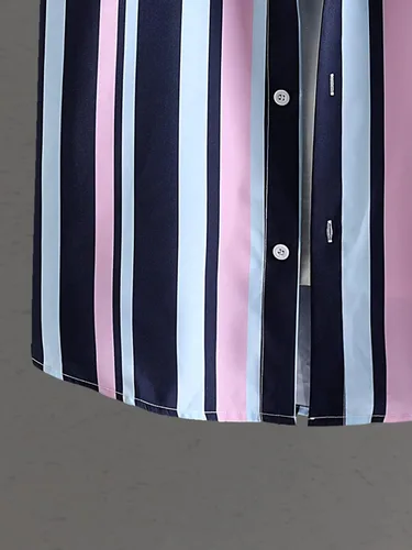 Miniatura 4 de Verdusa Conjunto de 2 piezas para hombre, camisa hawaiana con botones y trajes cortos a rayas