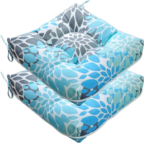 JMGBird Cojines impermeables para sillas de exterior de 19 x 19 pulgadas, paquete de 2 cojines de asiento de patio con lazos