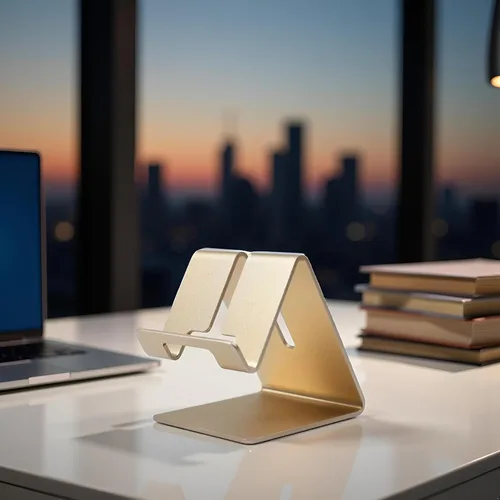 Miniatura 7 de Soporte de teléfono celular de aleación de aluminio dorado, soporte para teléfono celular, soporte de escritorio de aluminio sólido universal