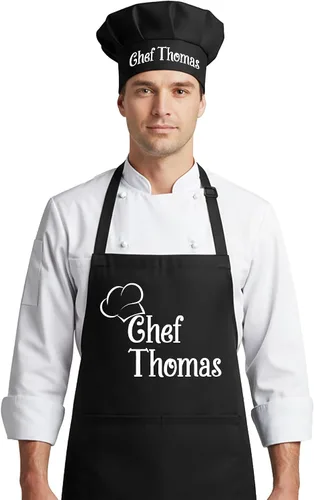 Delantal de chef con nombre personalizado, regalos personalizados para hombres, regalos para mujeres, delantales para mujeres con bolsillos, regalos