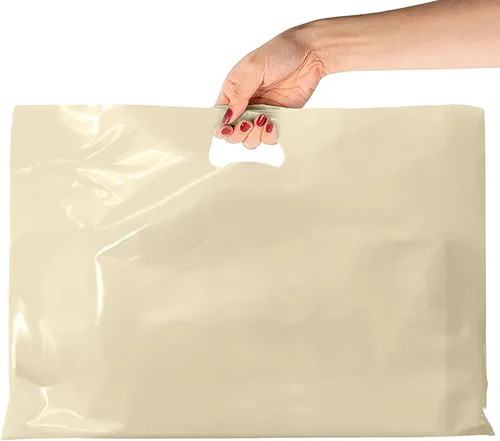 Miniatura 8 de APQ - Paquete de 500 bolsas de compras blancas con mango troquelado de 15 x 18 x 4 pulgadas de grosor de 1,25 mil. Bolsas de polietileno de baja