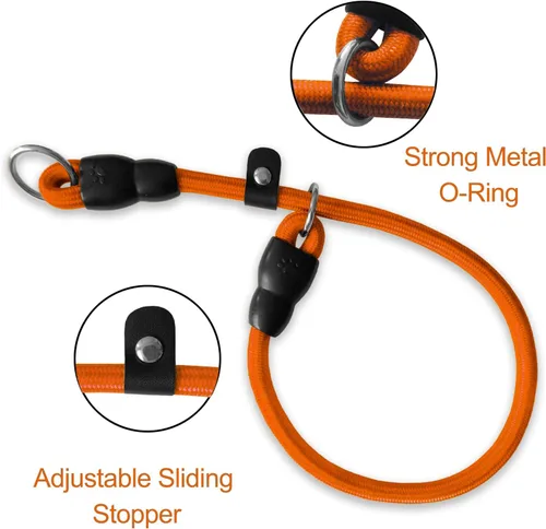 Miniatura 3 de LOS ANDES Collar para perro con tapón deslizable, gargantilla antitirones, collar martingala para perros pequeños, medianos y grandes, nailon, Negro