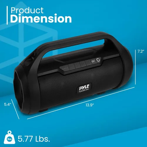 Miniatura 3 de Pyle Altavoz portátil Bluetooth Boombox – 40 W de potencia máxima, 2.0 canales recargable estilo barril altavoz con TWS, luces LED – entrada AUX