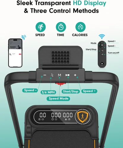 Miniatura 6 de Folding Walking Pad with 15% Incline/RGB Light/Dual Screen Display, 3.5HP Treadmills for Home, Portable Walking Pad Treadmill with Handle Bar and 4